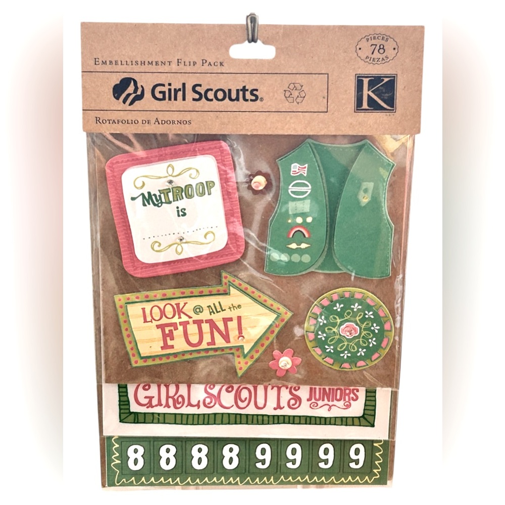 Girl Scouts Green Embellishment Sticker Flip Pack K & Company 78 Total New